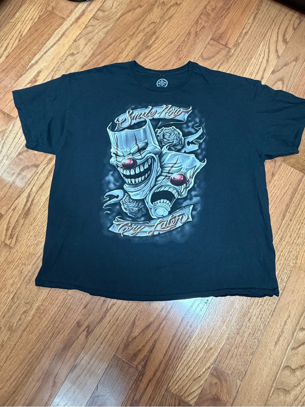 DOM Smile Now Cry Later Men’s Black Graphic Tee Drama Mask Lowrider Size 3XL